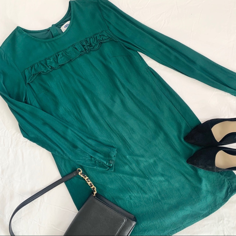 Old Navy Long Sleeve Green Dress, XSP (Petite)